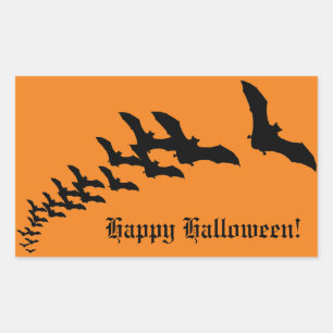 Sticker Rectangulaire Halloween vintage avec un essaim de chauves-souris
