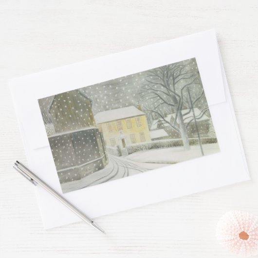 Sticker Rectangulaire Halstead Road à Neige (par Eric Ravilious) (Enveloppe)