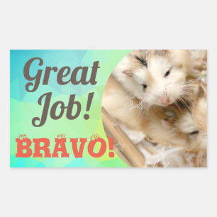 Sticker Rectangulaire HammyVille - Cute Hamster Great Job Bravo