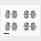 Sticker Rectangulaire Hamsa Tirée À La Main Avec Ornements (Feuille)
