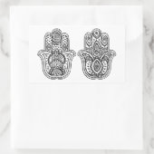Sticker Rectangulaire Hamsa Tirée À La Main Avec Ornements (Sac)