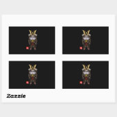 Sticker Rectangulaire Hamster Gris Avec Samurai Japonais (Feuille)