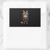 Sticker Rectangulaire Hamster Gris Avec Samurai Japonais (Sac)