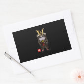 Sticker Rectangulaire Hamster Gris Avec Samurai Japonais (Enveloppe)