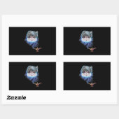Sticker Rectangulaire Hamster Gris Comme Esprit Assistant Avec Magie (Feuille)
