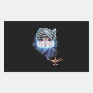 Sticker Rectangulaire Hamster Gris Comme Esprit Assistant Avec Magie