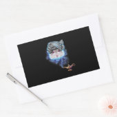 Sticker Rectangulaire Hamster Gris Comme Esprit Assistant Avec Magie (Enveloppe)