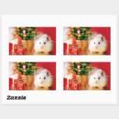 Sticker Rectangulaire Hamster Kokolinka avec arbre de Noël (Feuille)
