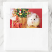 Sticker Rectangulaire Hamster Kokolinka avec arbre de Noël (Sac)
