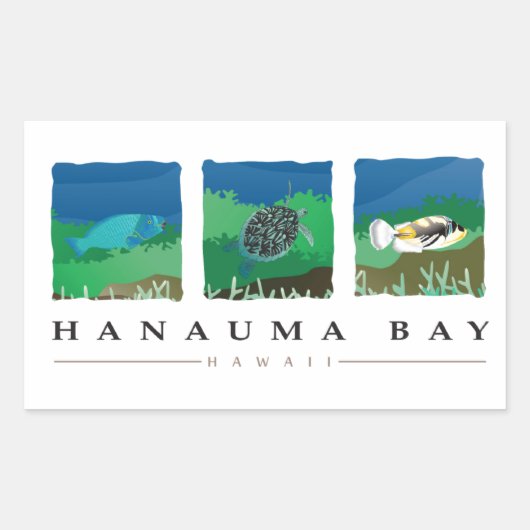 Sticker Rectangulaire Hanauma Bay Hawaii (Devant)
