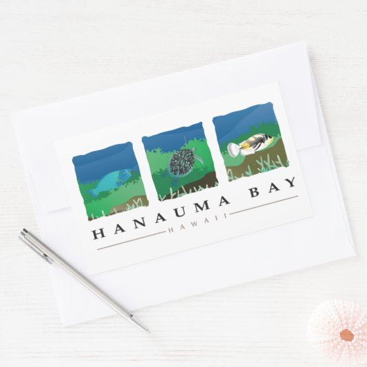 Sticker Rectangulaire Hanauma Bay Hawaii (Enveloppe)