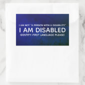 Sticker Rectangulaire Handicap d'abord identité (Sac)