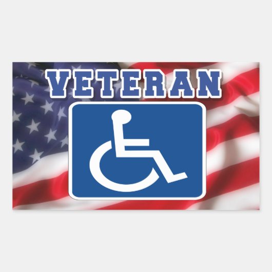 Sticker Rectangulaire Handicap Handicap Vétérinaire États-Unis (Devant)