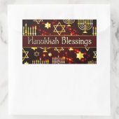 Sticker Rectangulaire Hanoukka Bénédictions Menorah (Sac)