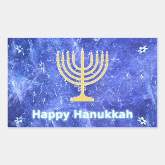 Sticker Rectangulaire Hanoukka Snowstorm Menorah (Devant)