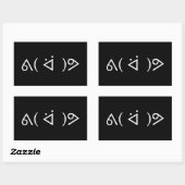 Sticker Rectangulaire Happy Gary ᕕ( ᐛ )Meme Emoticon Text Art (Feuille)