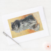 Sticker Rectangulaire Happy Grey Long Haired Cat Image par Louis Wain (Enveloppe)