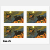 Sticker Rectangulaire Happy Halloween Citrouille Chat noir (Feuille)