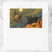 Sticker Rectangulaire Happy Halloween Citrouille Chat noir (Sac)
