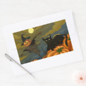 Sticker Rectangulaire Happy Halloween Citrouille Chat noir (Enveloppe)