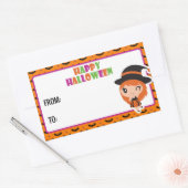 Sticker Rectangulaire Happy Halloween cute witch label 2 - orange (Enveloppe)