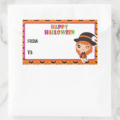 Sticker Rectangulaire Happy Halloween cute witch label 2 - orange (Sac)