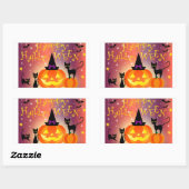 Sticker Rectangulaire Happy Halloween Funny Bright Citrouille Party (Feuille)