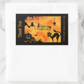 Sticker Rectangulaire Happy Halloween Silhouette Black Cat Merci (Sac)