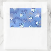 Sticker Rectangulaire Happy Hanoukka Falling Stars and Dreidels (Sac)