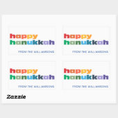 Sticker Rectangulaire Happy Hanoukka Simple Rainbow Typographie personna (Feuille)