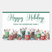 Sticker Rectangulaire Happy Holidays Hot Cocoa Festive (Devant)