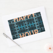 Sticker Rectangulaire Happy Hour Texte bleu Vector Art Imprimer (Enveloppe)