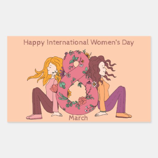 Sticker Rectangulaire Happy International Women's Day (8 March) (Devant)