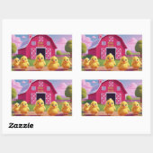 Sticker Rectangulaire Happy Spring Chicks in Barnyard (Feuille)