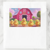 Sticker Rectangulaire Happy Spring Chicks in Barnyard (Sac)