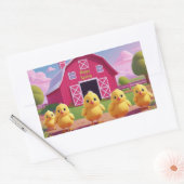 Sticker Rectangulaire Happy Spring Chicks in Barnyard (Enveloppe)