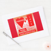 Sticker Rectangulaire Happy Valentine's Day Text Forever Love Hearts Red (Enveloppe)