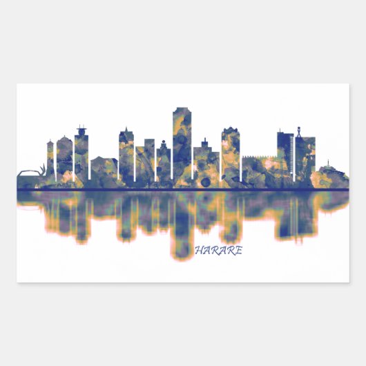 Sticker Rectangulaire Harare Skyline (Devant)