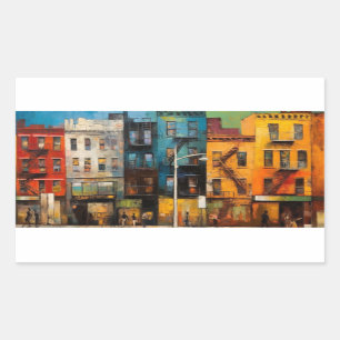 Sticker Rectangulaire Harlem peinture Abstraite