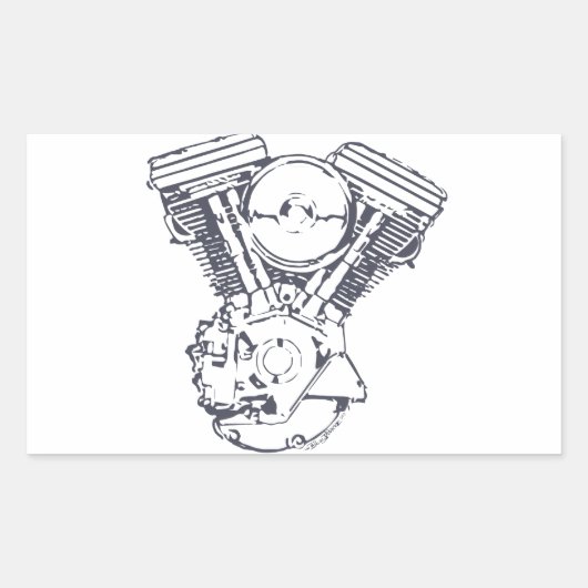 Sticker Rectangulaire Harley Evolution V-Twin (Devant)