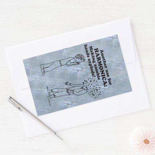 Sticker rectangulaire Harmonica Zombie Explosé (Enveloppe)