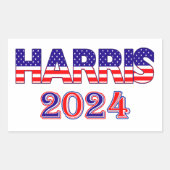 Sticker Rectangulaire Harris 2024 Président Démocrate USA Texte du drape (Devant)