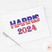 Sticker Rectangulaire Harris 2024 Président Démocrate USA Texte du drape (Enveloppe)