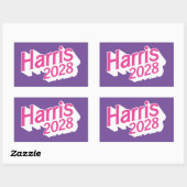 Sticker Rectangulaire Harris 2028 rose et violet coloré (Feuille)