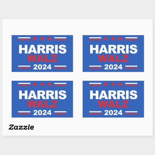 Sticker Rectangulaire Harris Walz 2024 (Feuille)