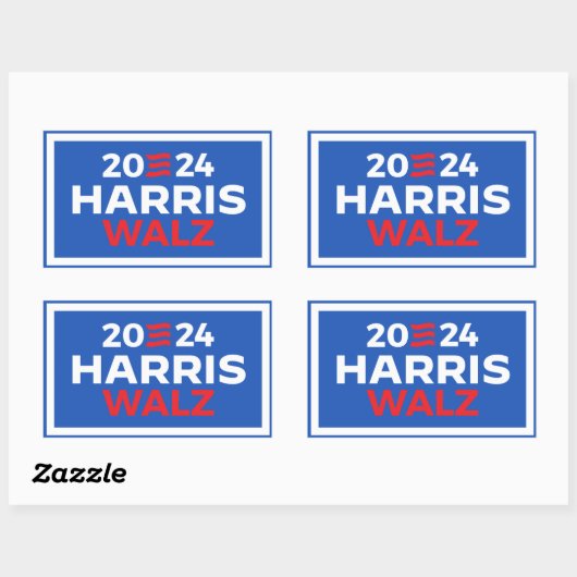 Sticker Rectangulaire Harris Walz 2024 (Feuille)