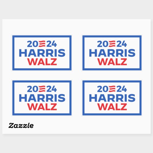 Sticker Rectangulaire Harris Walz 2024 (Feuille)