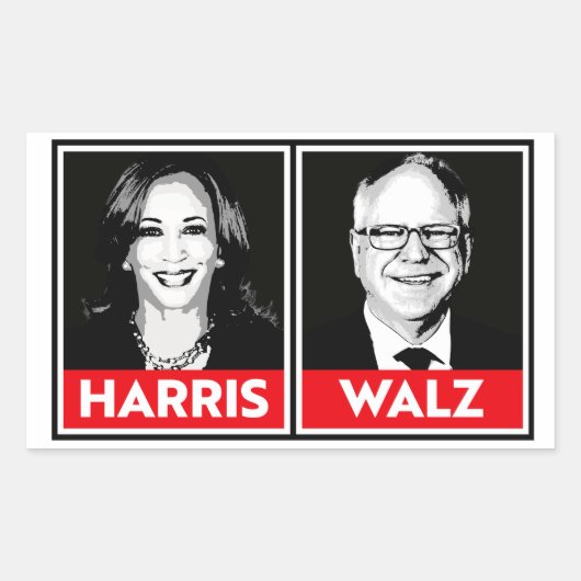 Sticker Rectangulaire Harris Walz 2024 (Devant)