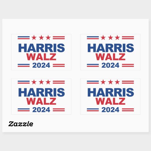 Sticker Rectangulaire Harris Walz 2024 (Feuille)