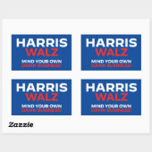 Sticker Rectangulaire Harris Walz 2024 - Faites attention à votre propre (Feuille)